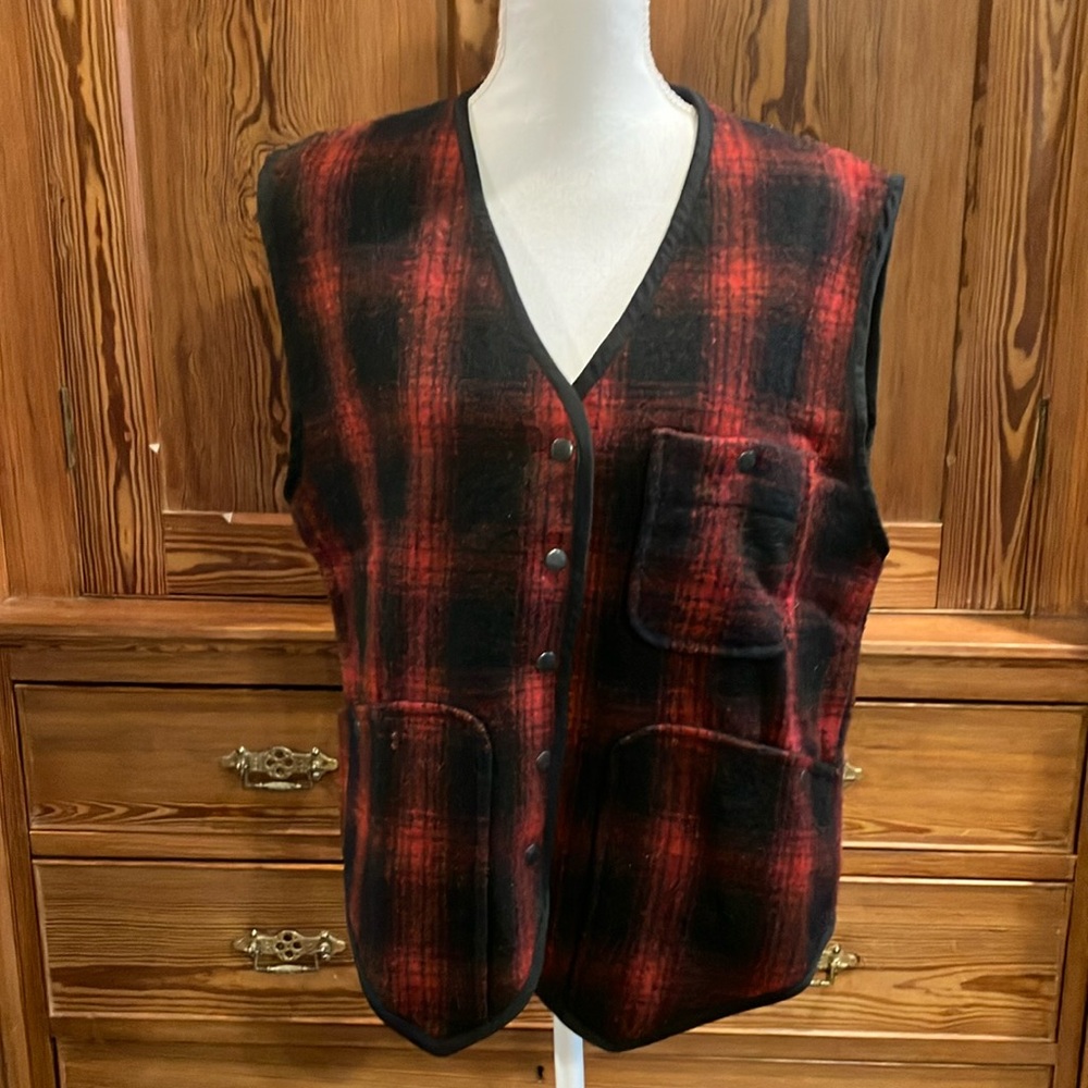 Vintage Energie recycled wool plaid vest M
